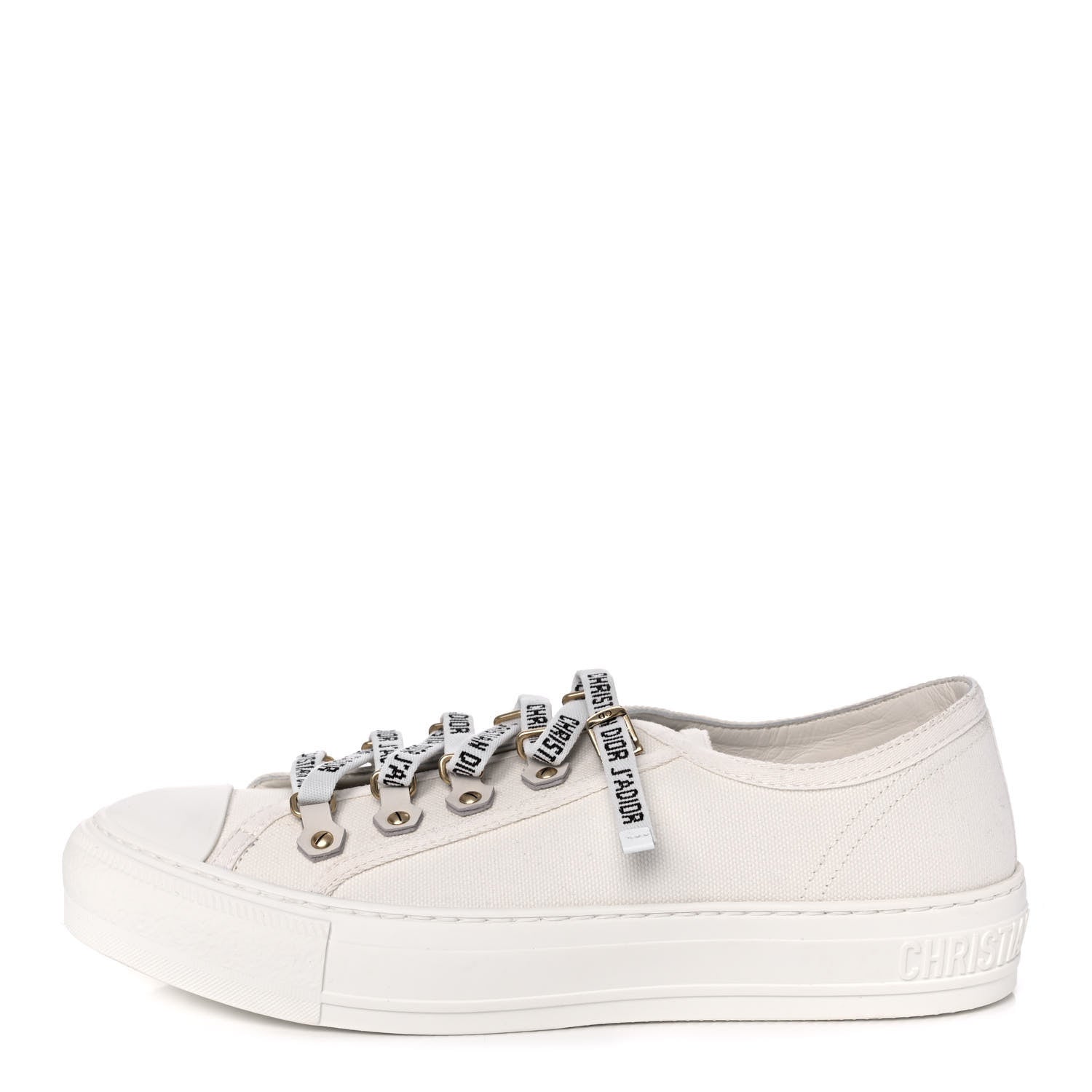 Christian Dior Canvas Walk'N'Dior Low Top Sneakers 38.5 Milk 1 of 9