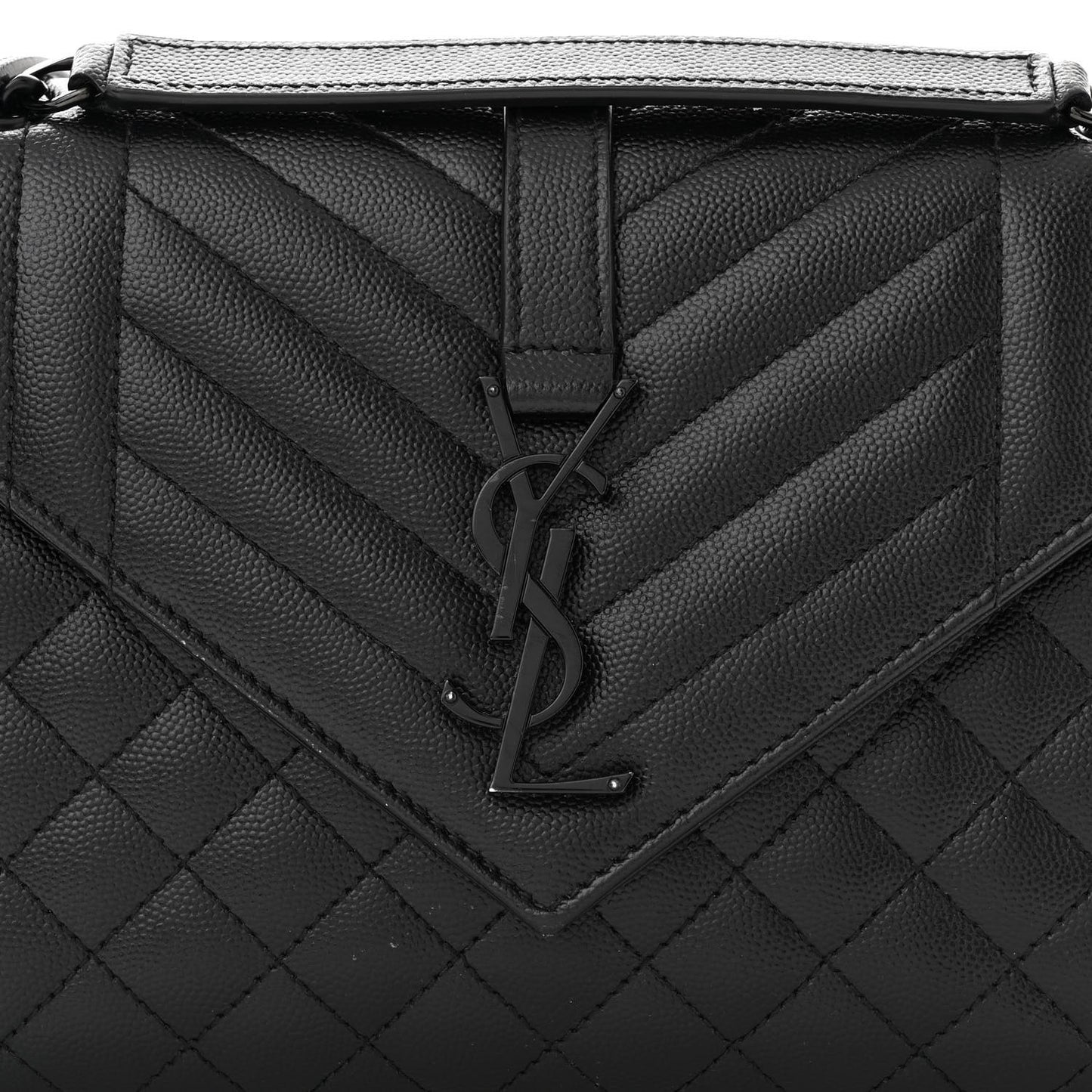 Grain De Poudre Textured Mixed Matelasse Triquilt Medium Monogram Monochrome Satchel Black