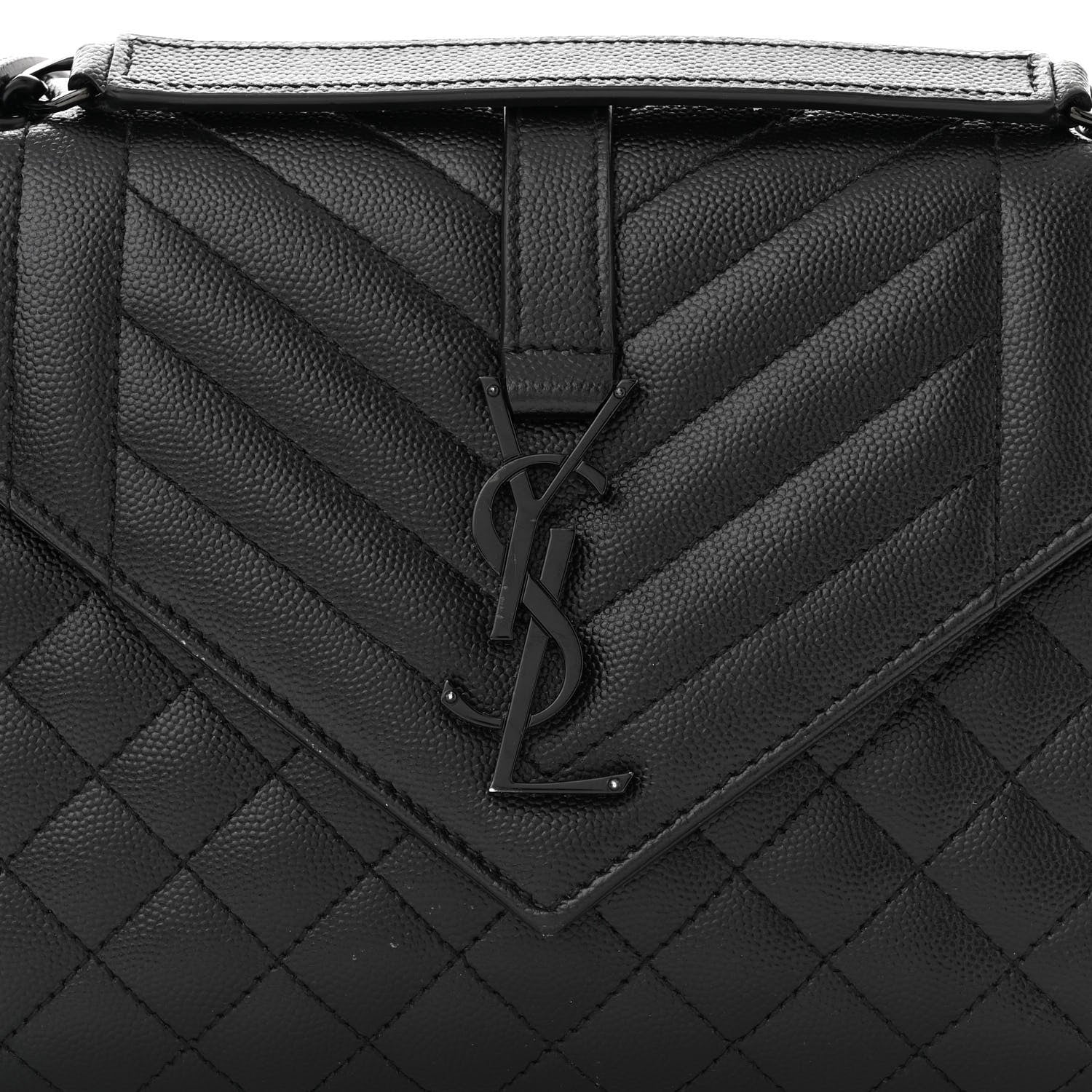 Saint Laurent Grain De Poudre Textured Mixed Matelasse Triquilt Medium Monogram Monochrome Satchel Black 7 of 9
