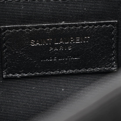 Saint Laurent Crocodile Embossed Lambskin Monogram Medium Niki Chain Satchel Black 6 of 10