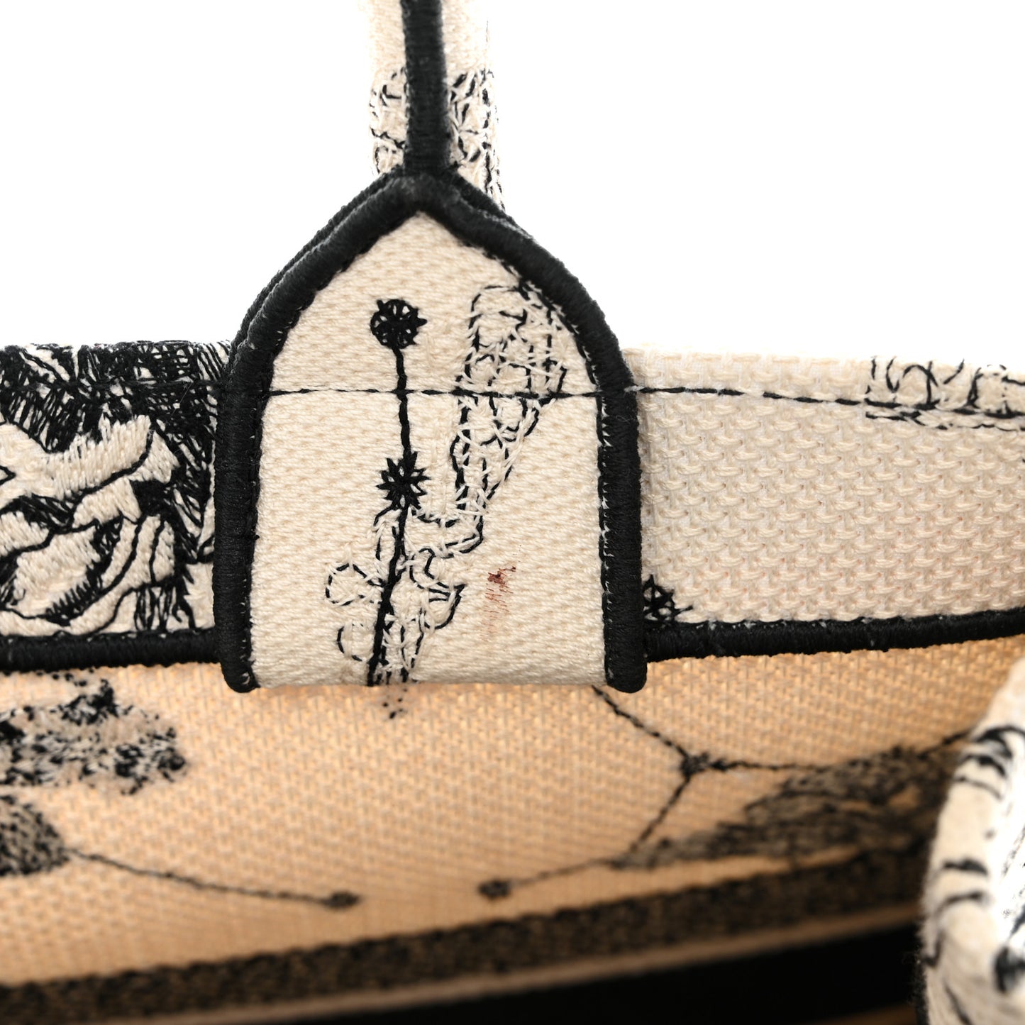 Canvas Zodiac Toile De Jouy Embroidered Medium Book Tote Latte