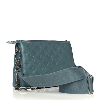 Louis Vuitton Lambskin Embossed Monogram Coussin PM Blue Glacier 3 of 12