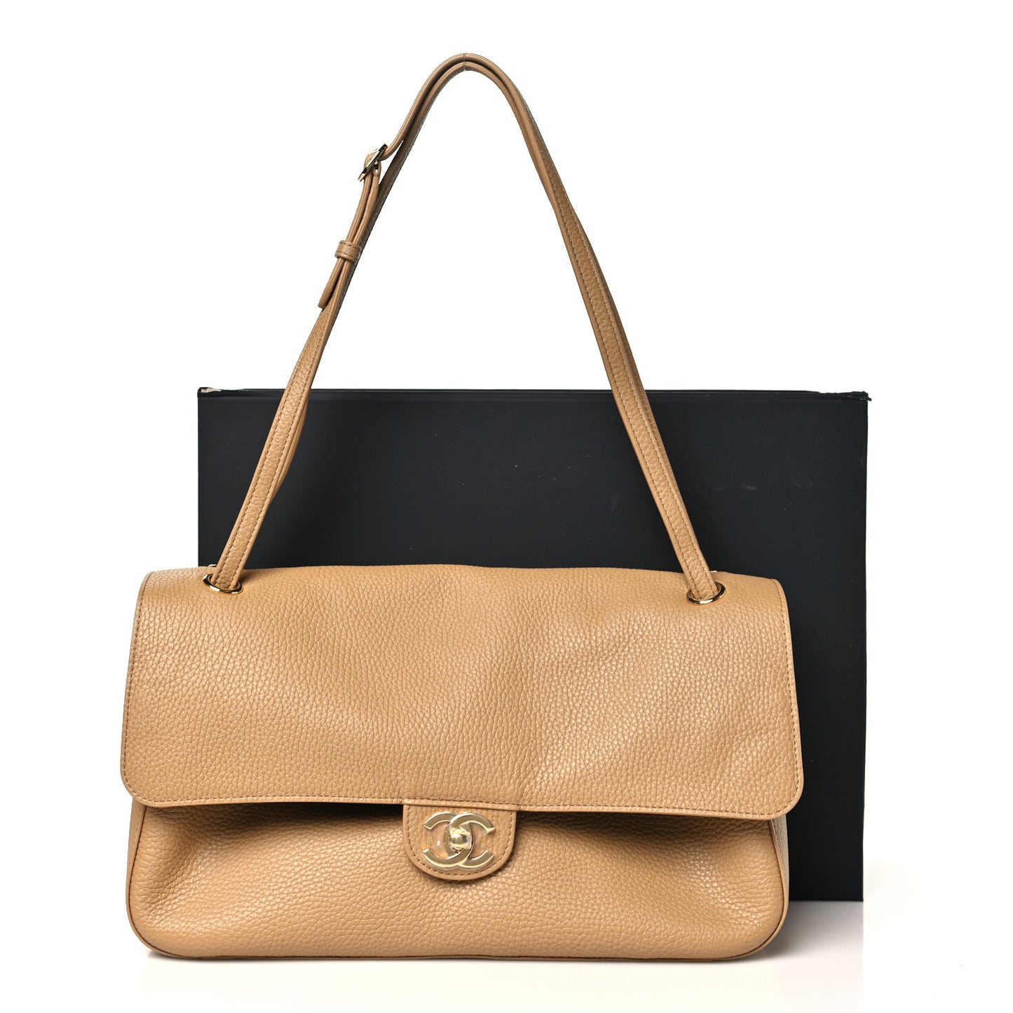 Grained Calfskin Small Souplissimo Maxi Flap Beige