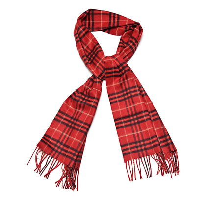 Burberry Cashmere Vintage Check Fringe Scarf Red 1 of 5