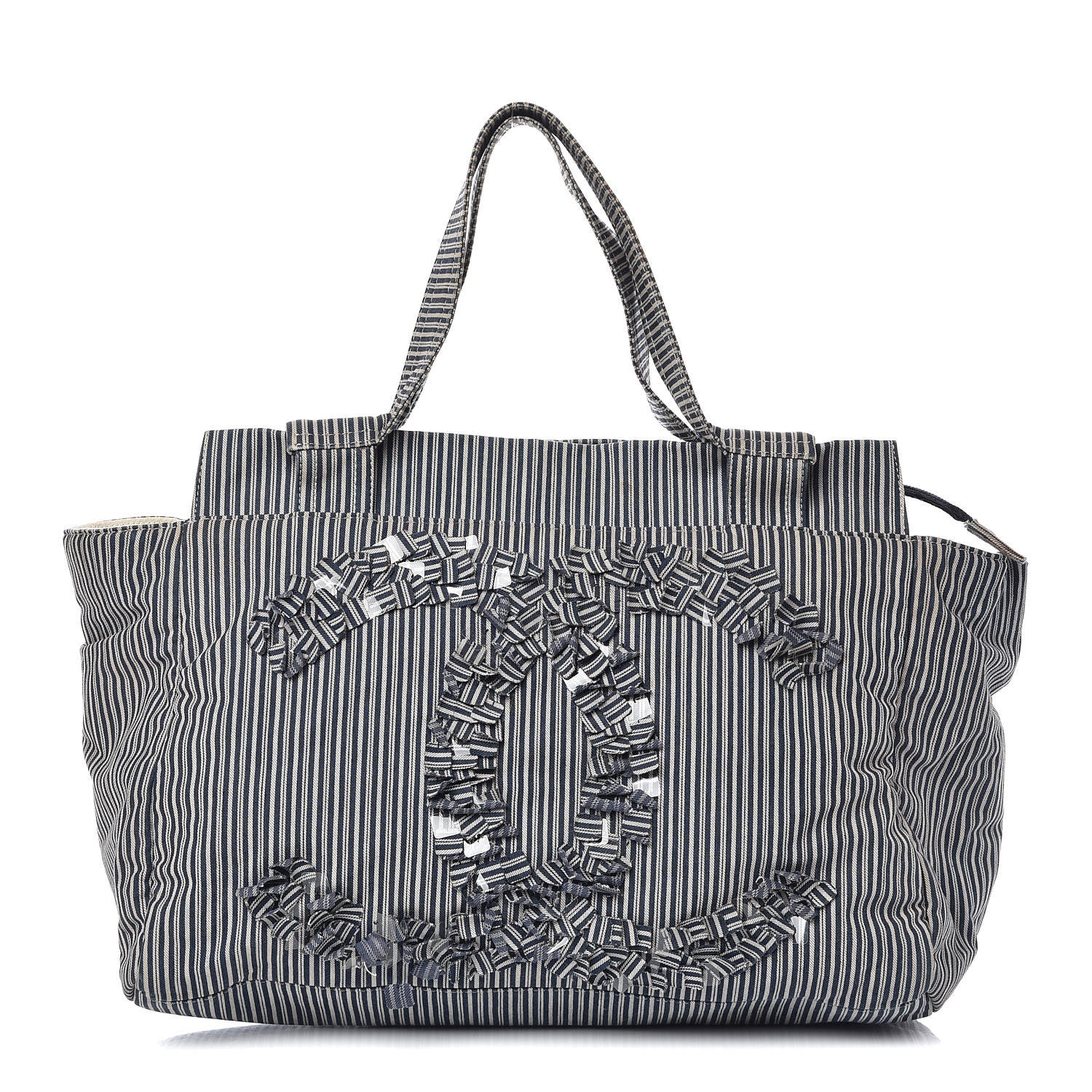 Chanel Canvas Sequin Stripe CC Tote Blue 1 of 22