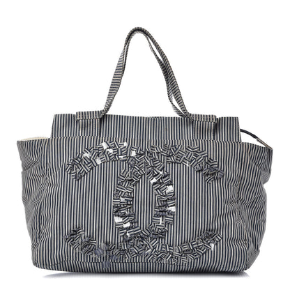 Chanel Canvas Sequin Stripe CC Tote Blue 1 of 22