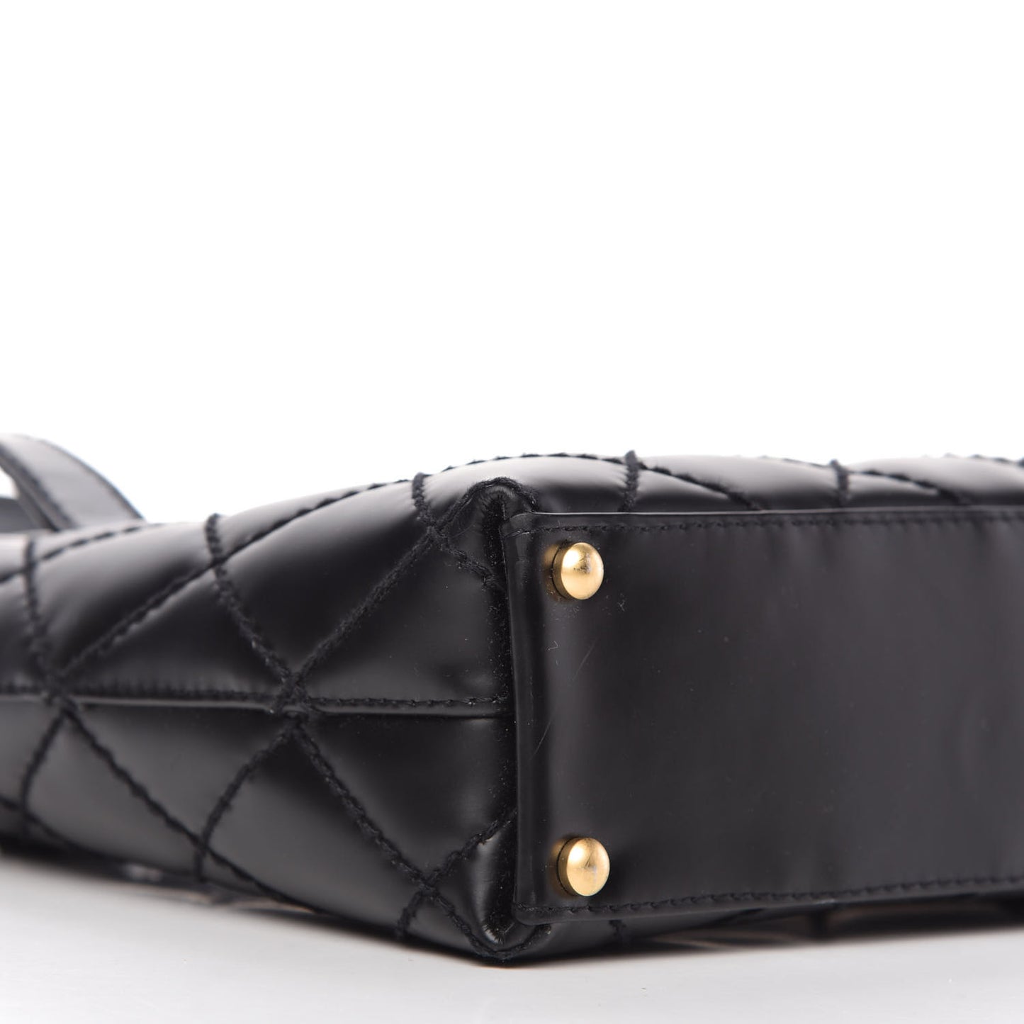 Calfskin Quilted Small Surpique Stitch Tote Black