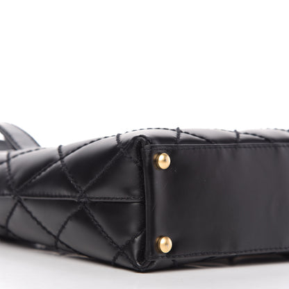 Chanel Calfskin Quilted Small Surpique Stitch Tote Black 6 of 9