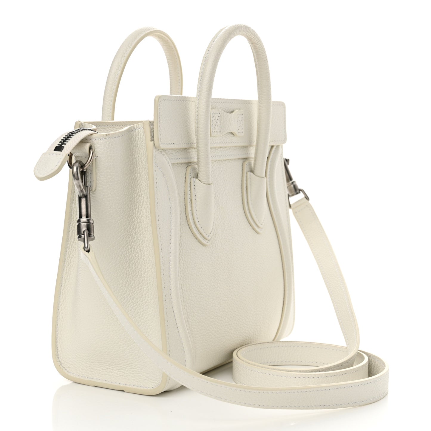 Drummed Calfskin Nano Luggage White
