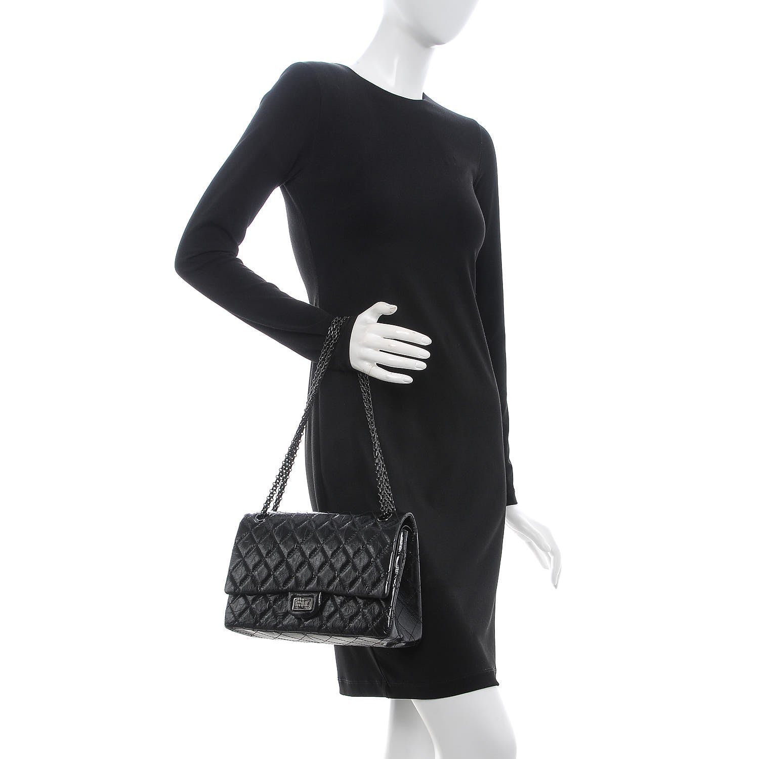 Chanel Glazed Calfskin Quilted 2.55 Reissue 226 Flap So Black 2 of 8