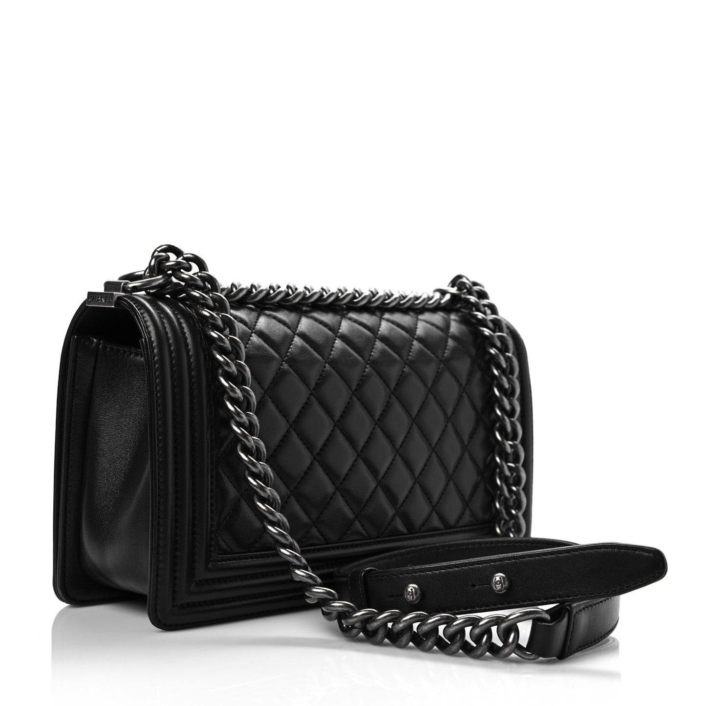Calfskin Quilted Medium Boy Flap Black