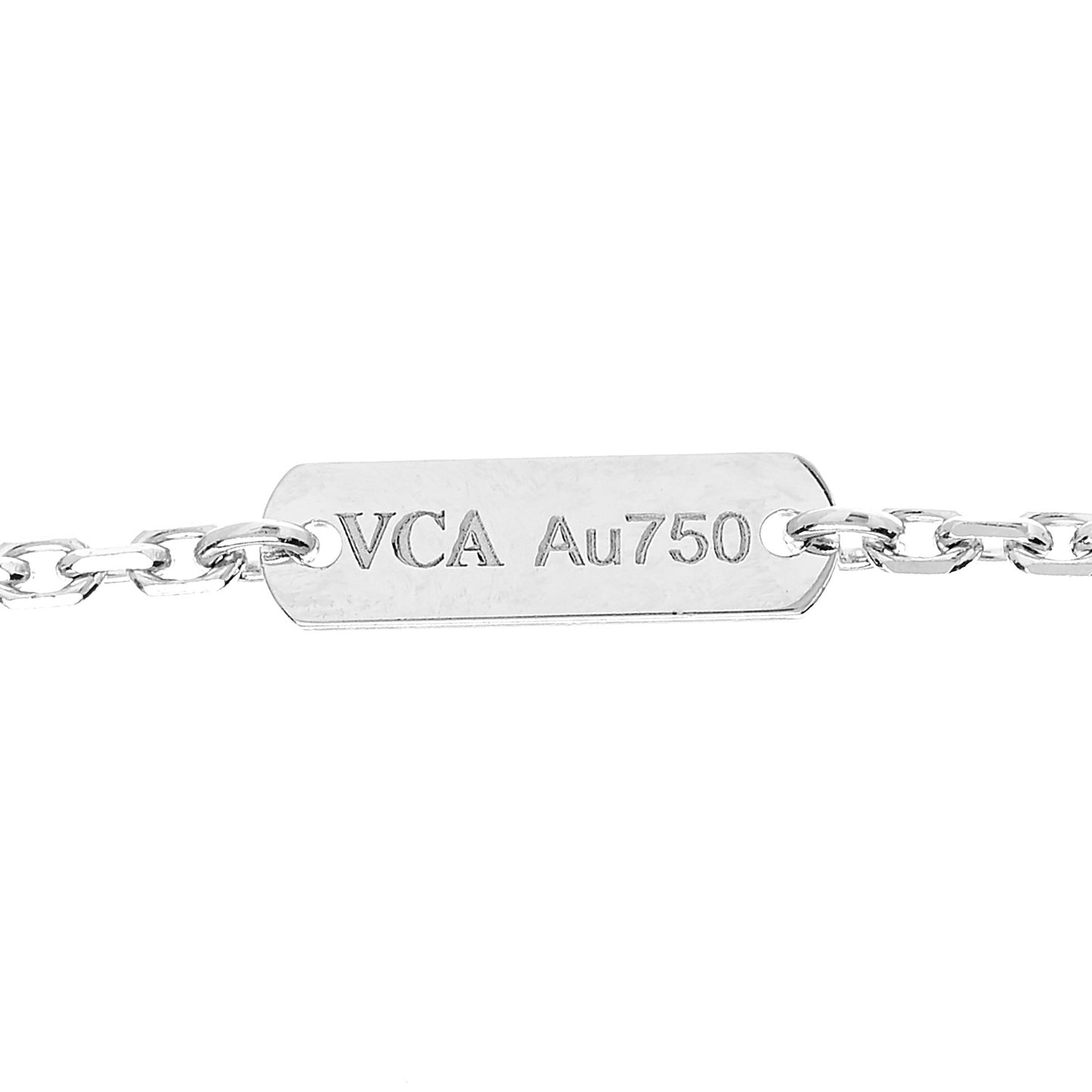 18K White Gold Mother Of Pearl Vintage Alhambra Pendant Necklace