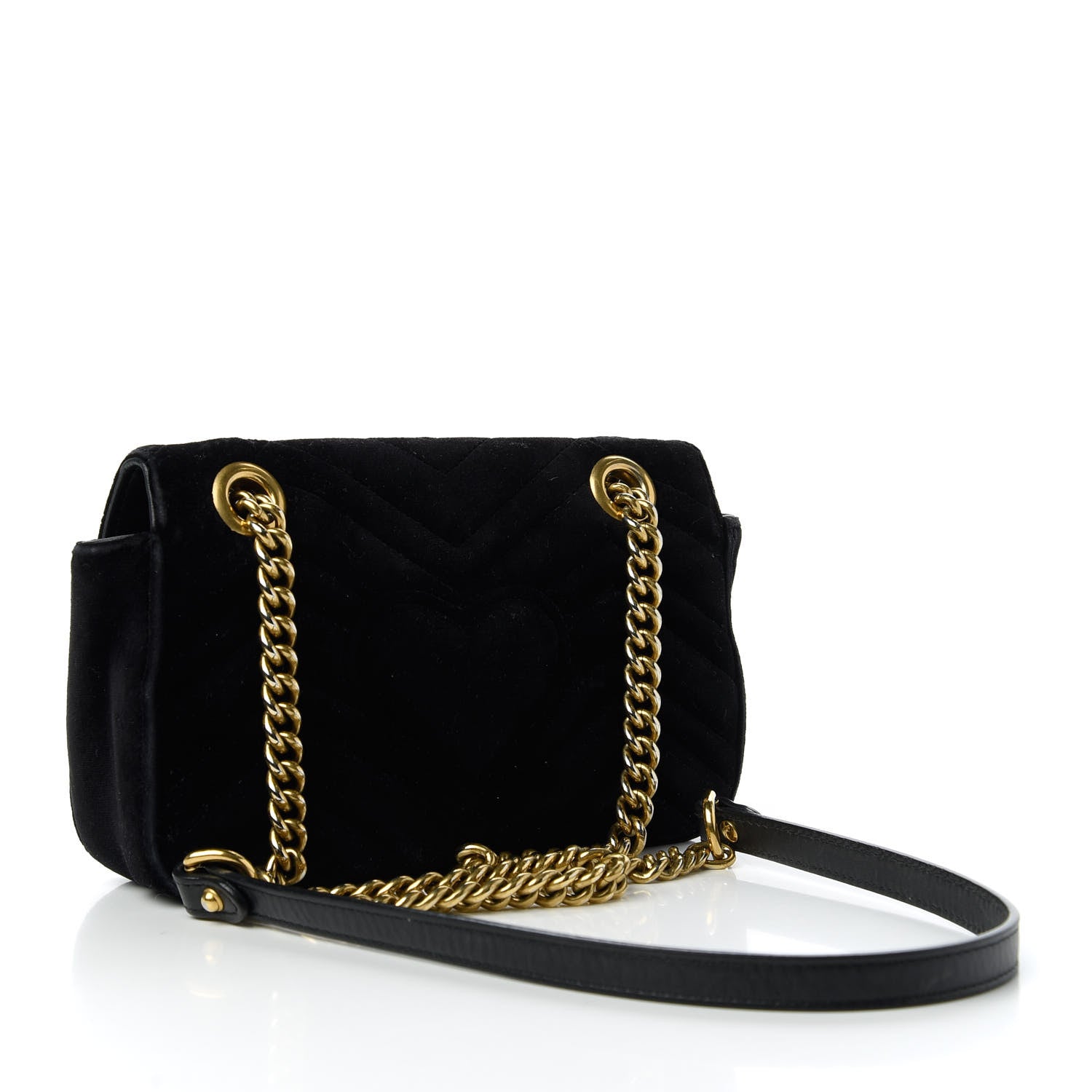 Gucci Velvet Matelasse Mini GG Marmont Shoulder Bag Black 3 of 11