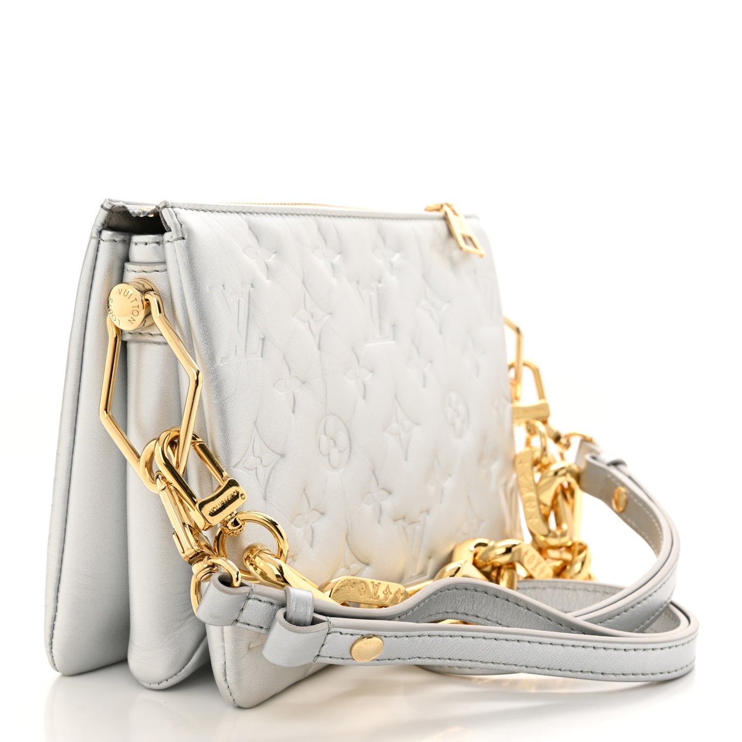 Lambskin Embossed Monogram Coussin BB Silver