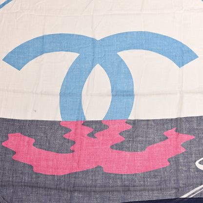 Chanel Cashmere Wool Silk CC Logo Scarf White 3 of 5