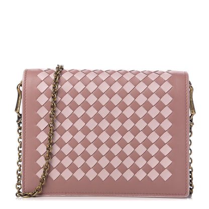 Bottega Veneta Nappa Intrecciato Checker Chain Wallet Deco Rose Quartz 1 of 8