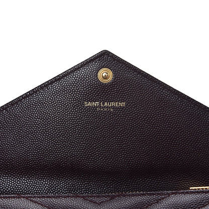 Saint Laurent Grain De Poudre Matelasse Chevron Monogram Flap Wallet Amaranto 6 of 9