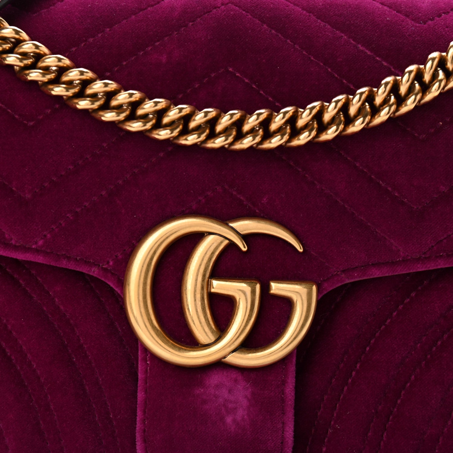 Gucci Velvet Matelasse Small GG Marmont Shoulder Bag Fuchsia Violet Cyclamen 8 of 11