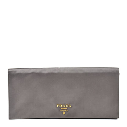 Prada Satin Pochette Clutch Fumo Gold 3 of 9
