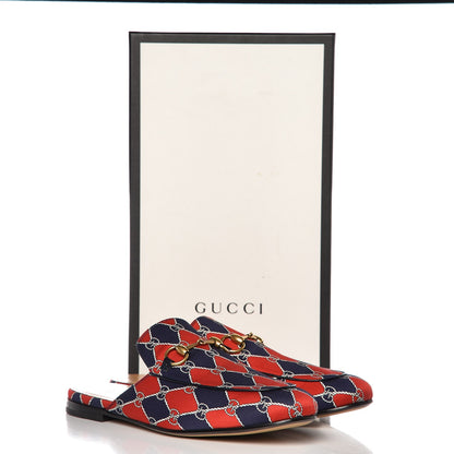 Gucci Mini GG Rhombus Chain Mens Princetown Slippers 7 Royal Bleuett Red 10 of 10