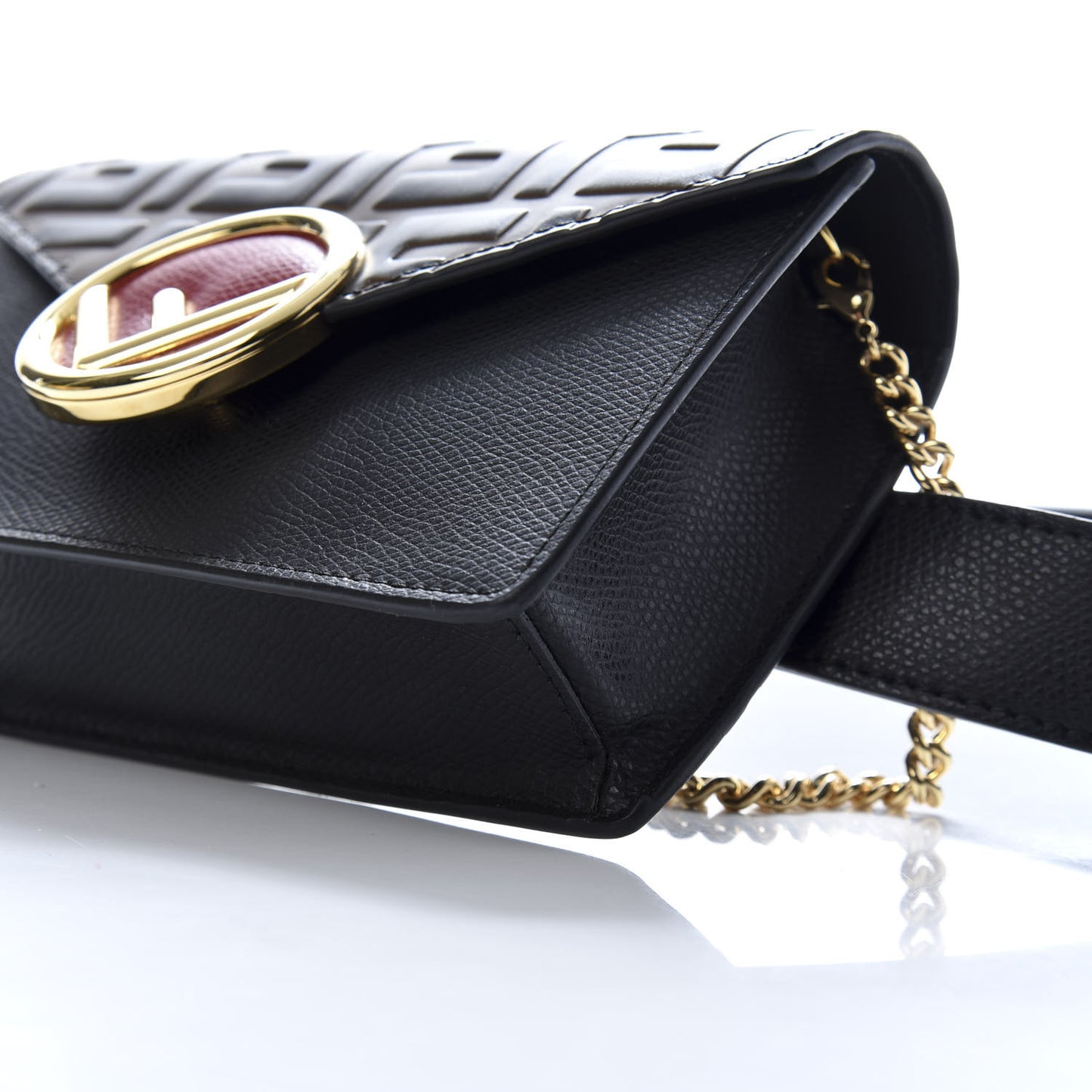 Vitello Cruise F is Fendi Bi-Color FF 1974 Embossed Envelope Belt Bag Maya Black