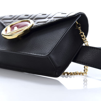 Fendi Vitello Cruise F is Fendi Bi-Color FF 1974 Embossed Envelope Belt Bag Maya Black 8 of 9