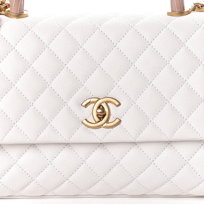 Chanel Caviar Lizard Quilted Small Coco Handle Flap White Beige 11 of 12