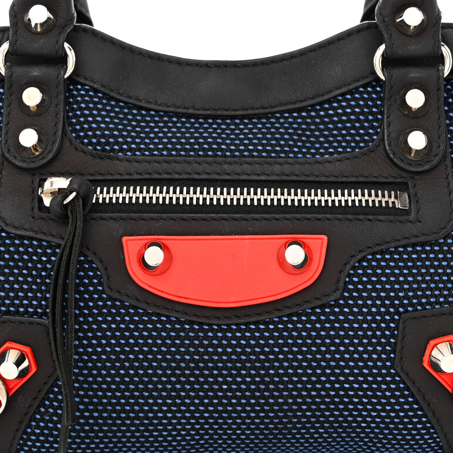 Balenciaga Mesh Agneau Arena Classic Silver Hardware Mini City Black Navy Orange 8 of 11