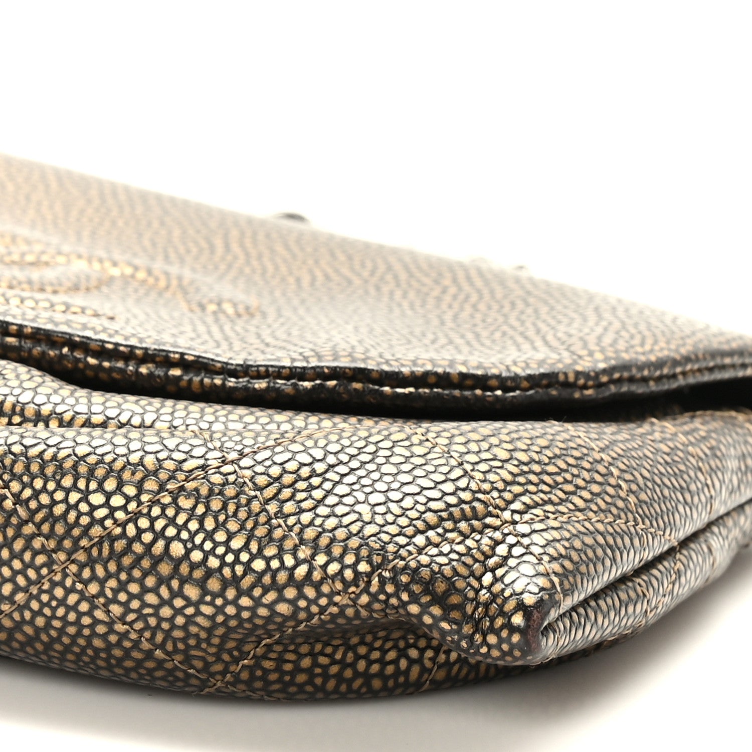 Chanel Metallic Caviar Half Moon Wallet On Chain WOC Bronze 10 of 10