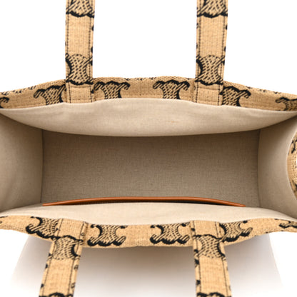 Celine Raffia Jacquard Calfskin Triomphe Large Cabas Thais Natural Tan 5 of 8