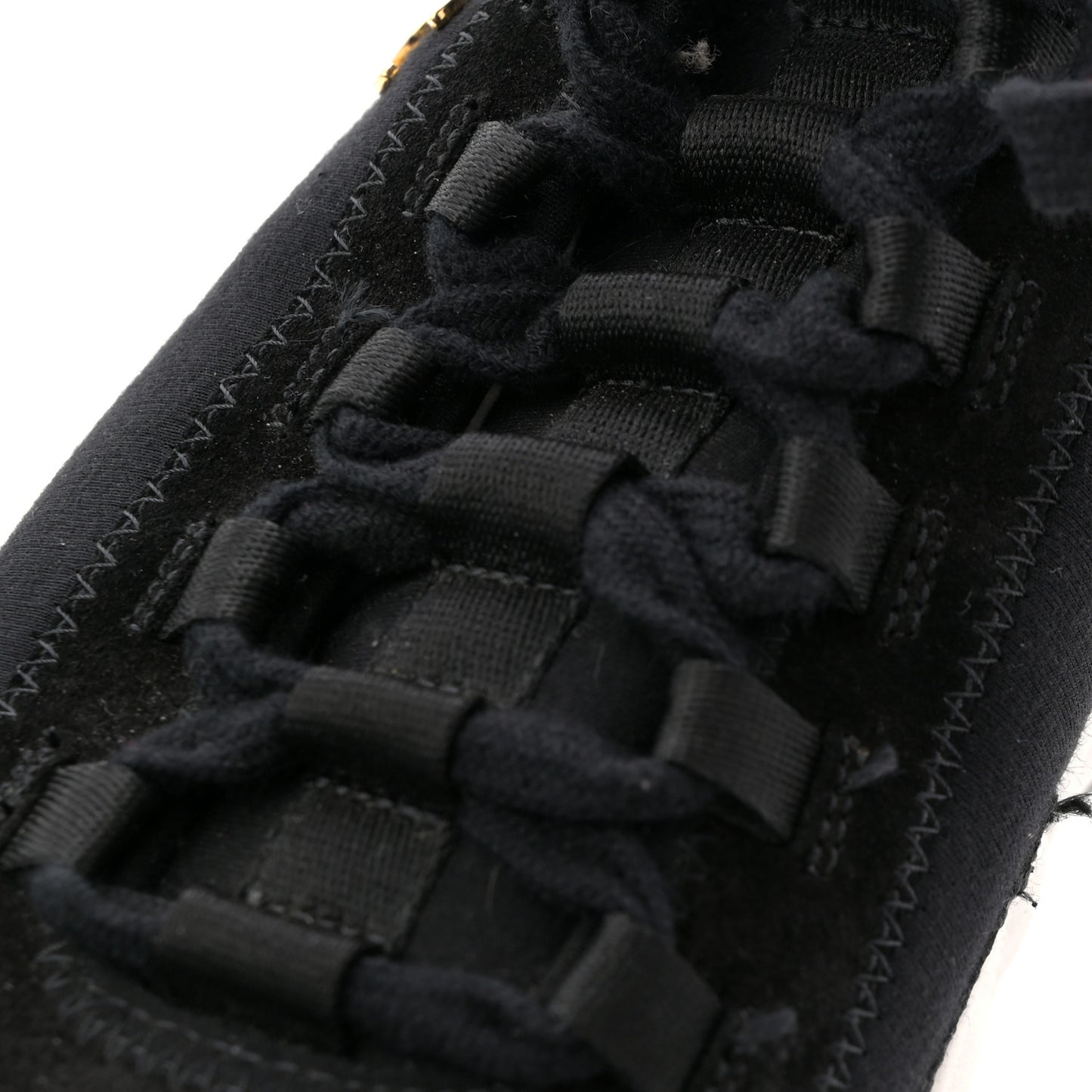 Velvet Calfskin Mixed Fibers CC Sneakers 40 Black