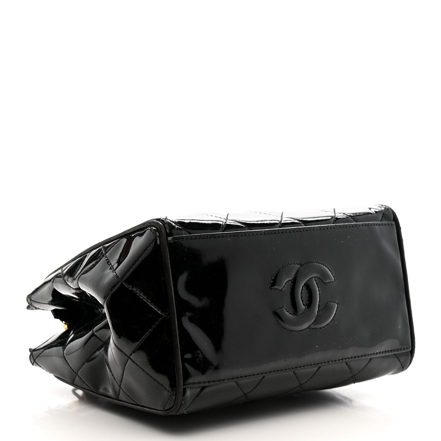 Patent Quilted CC Shoulder Bag Black