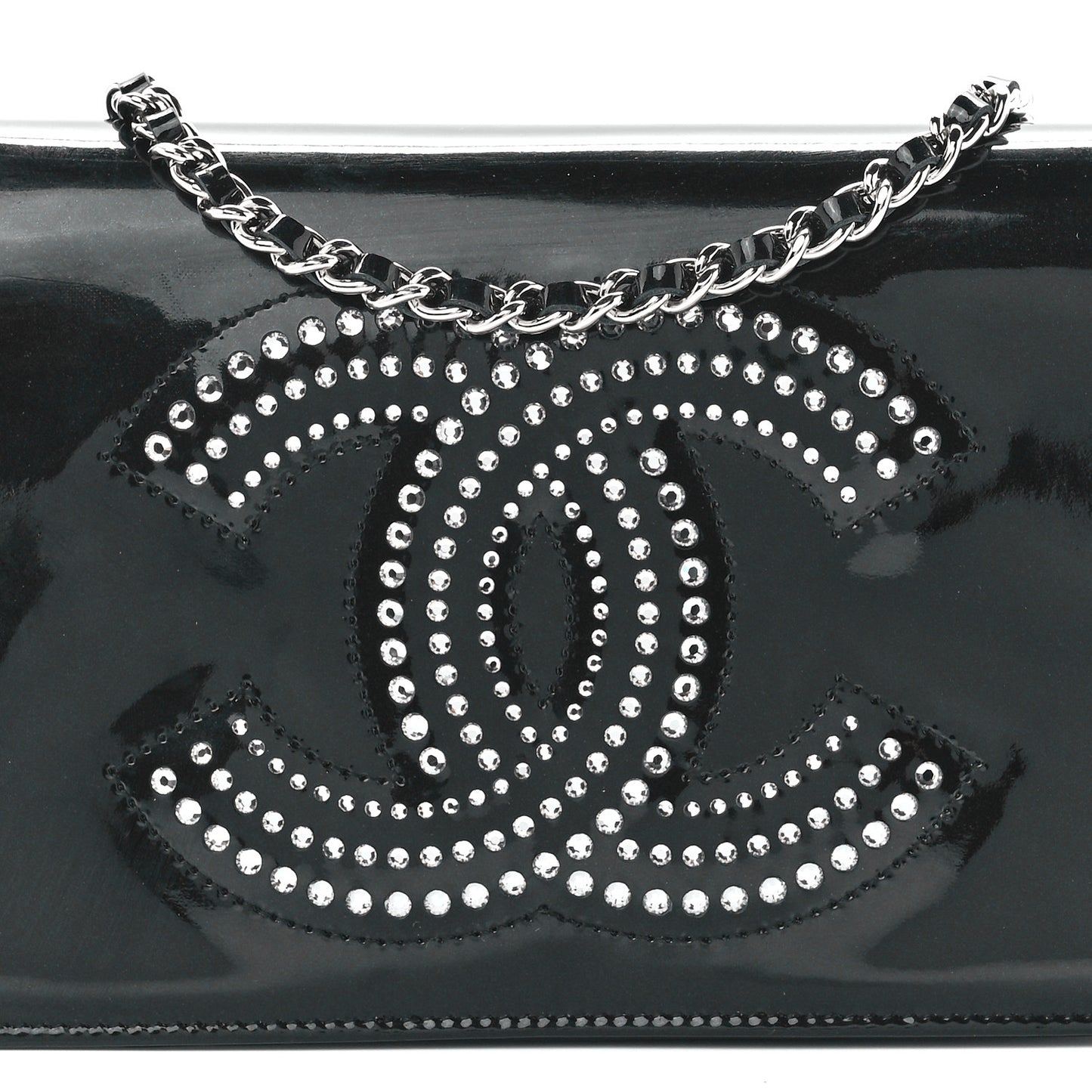 Patent Strass Wallet On Chain WOC Black