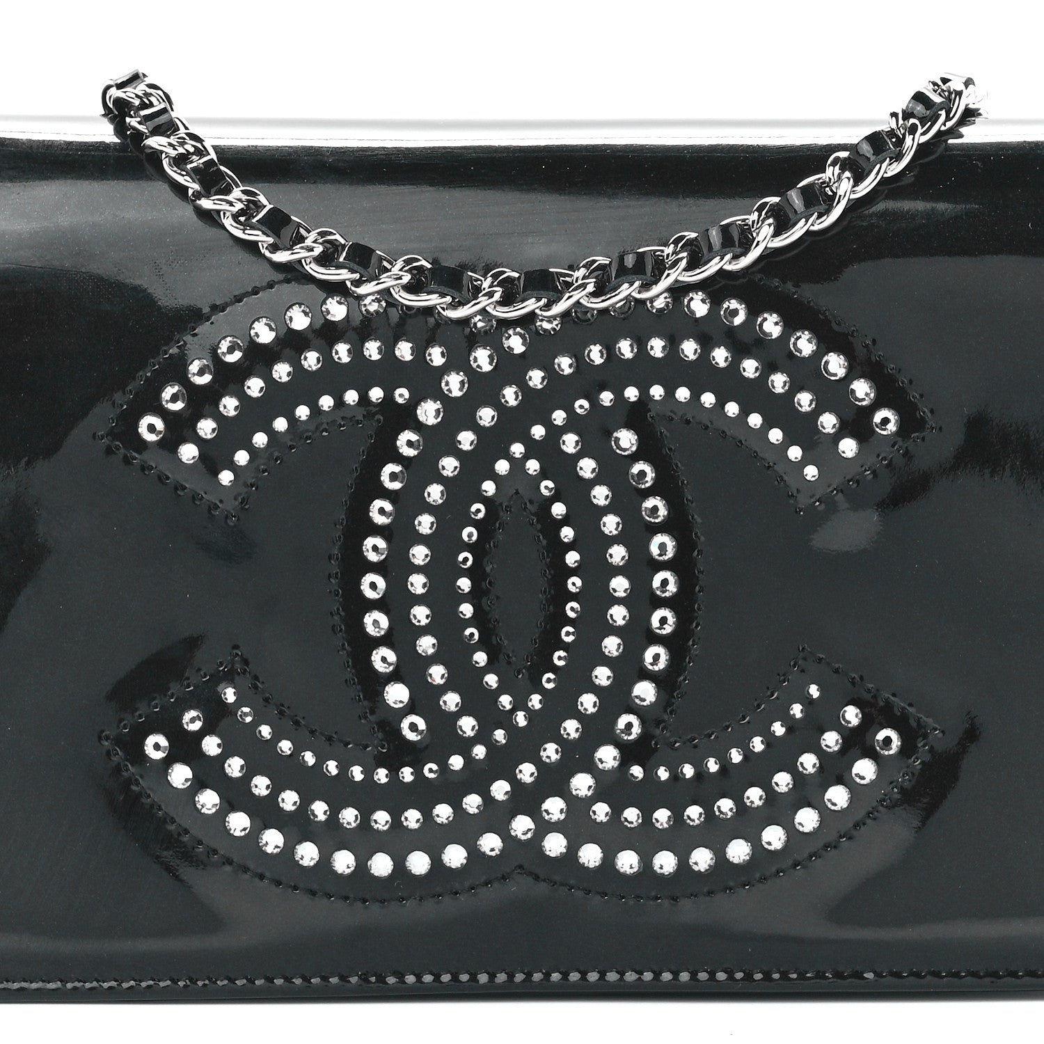 Chanel Patent Strass Wallet On Chain WOC Black 9 of 12