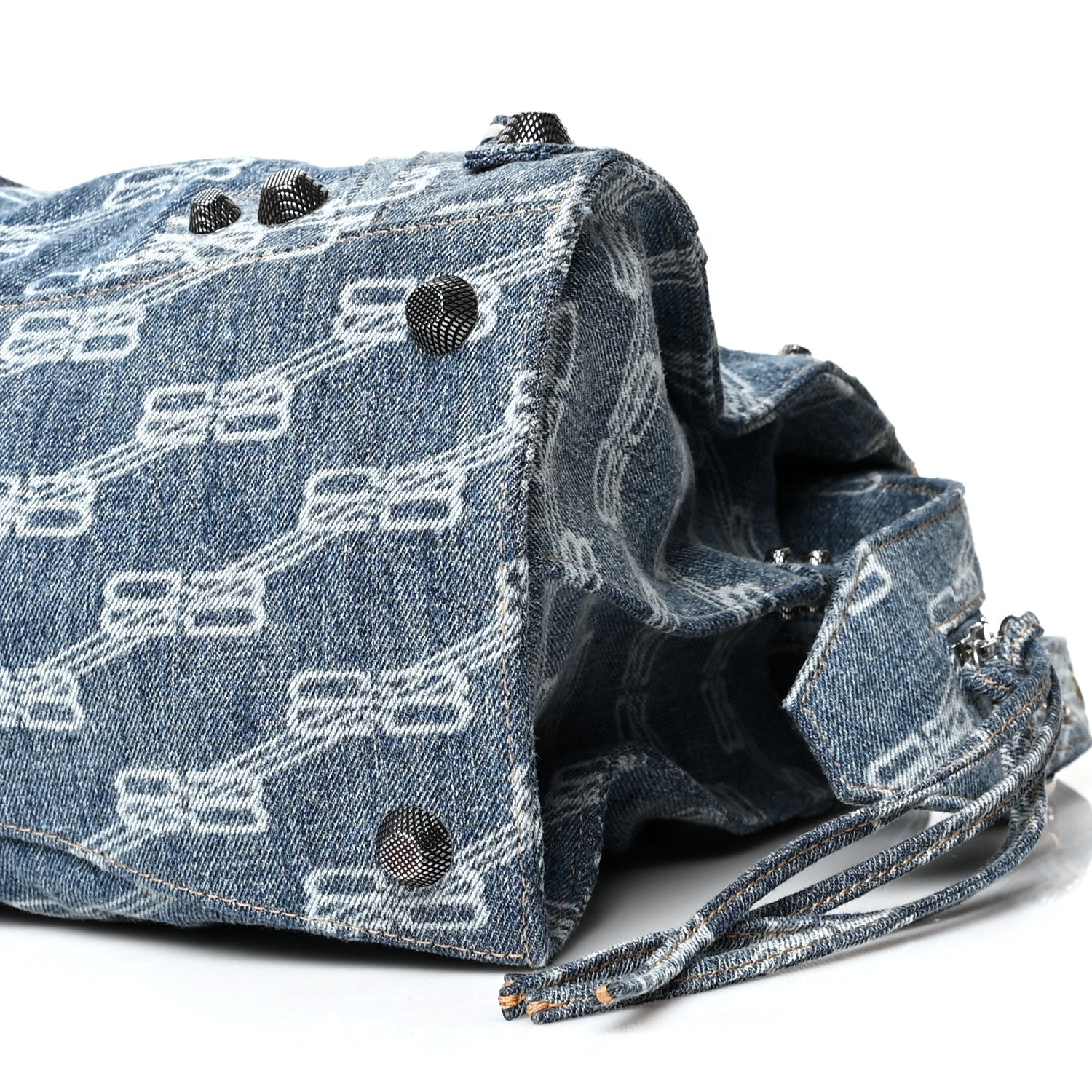 Balenciaga Denim BB Monogram Neo Cagole City Handbag Blue 10 of 10