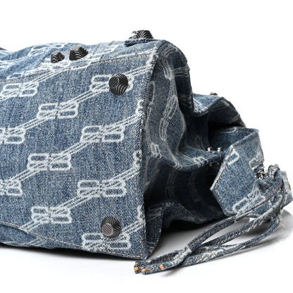 Balenciaga Denim BB Monogram Neo Cagole City Handbag Blue 10 of 10