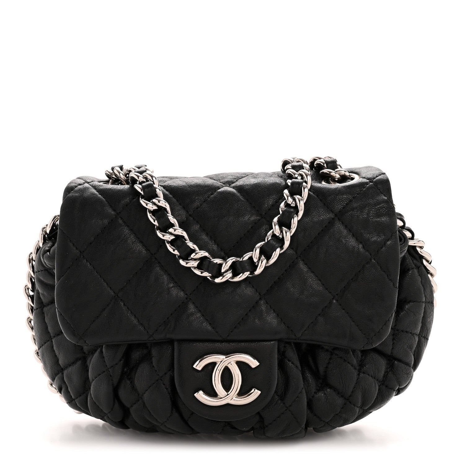 Chanel Washed Lambskin Quilted Mini Chain Around Flap Black 1 of 13