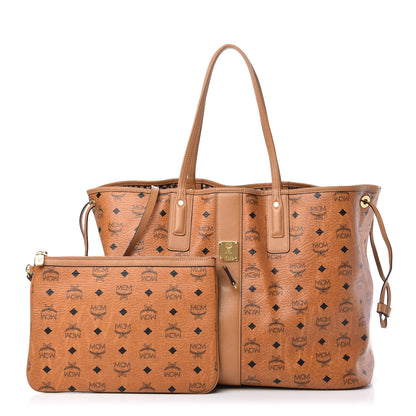 MCM Visetos Large Liz Reversible Shopper Tote Cognac 1 of 10