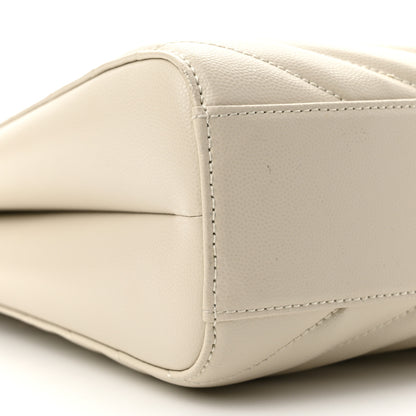 Saint Laurent Grain De Poudre Matelasse Chevron Medium Tribeca Shopping Bag Crema Soft 9 of 10