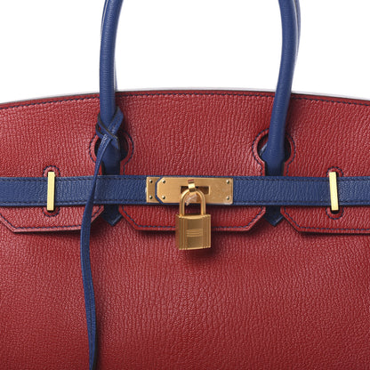 Hermes Chevre Mysore Horseshoe Birkin 30 Rouge Casaque Bleu Brighton 32 of 41