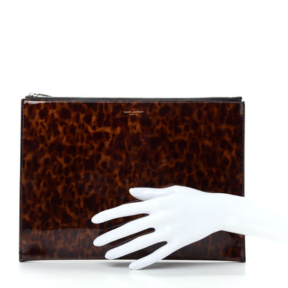 Saint Laurent Patent Zipped Tablet Holder Tortoiseshell 2 of 9