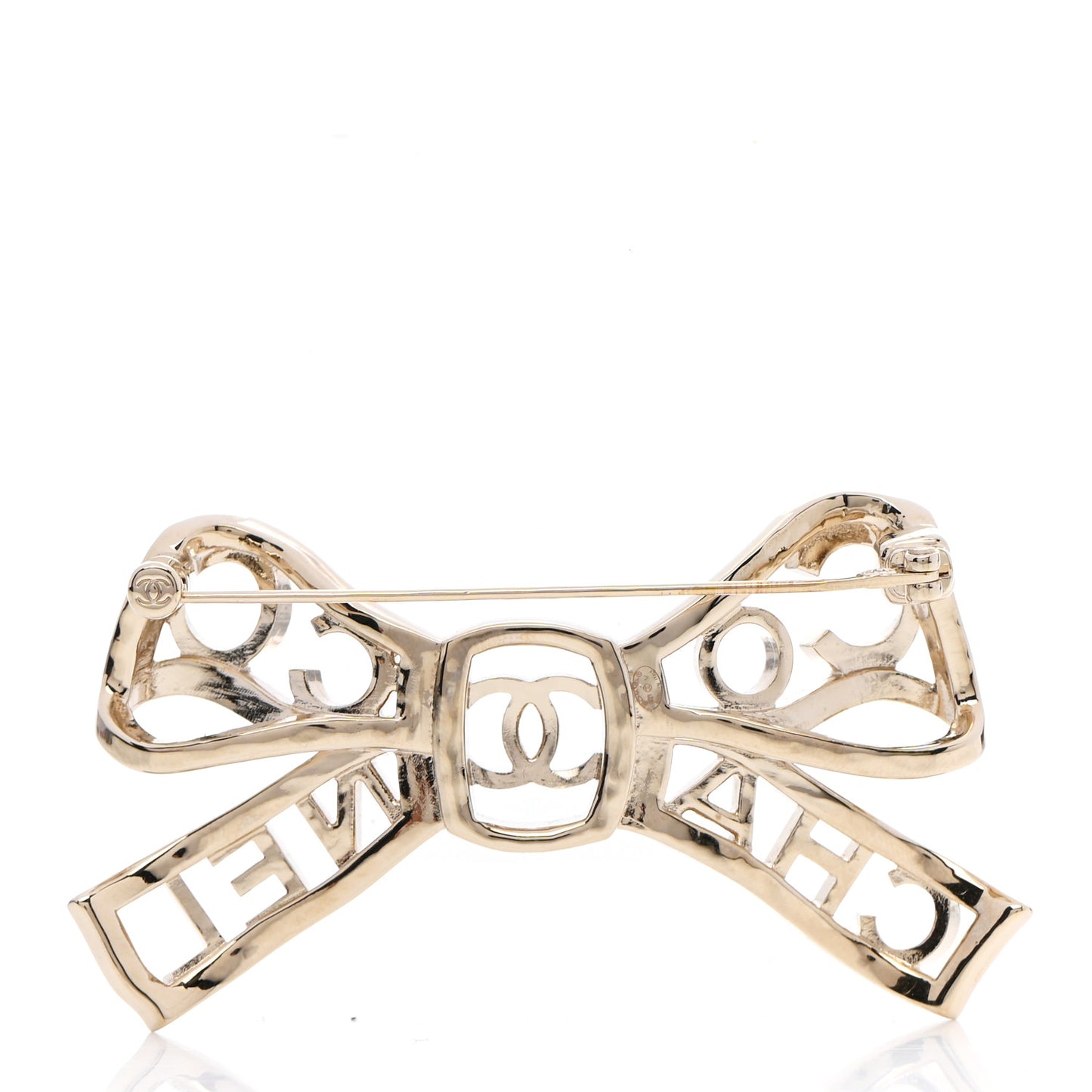 Metal Crystal Bow-tiful CC Brooch Gold