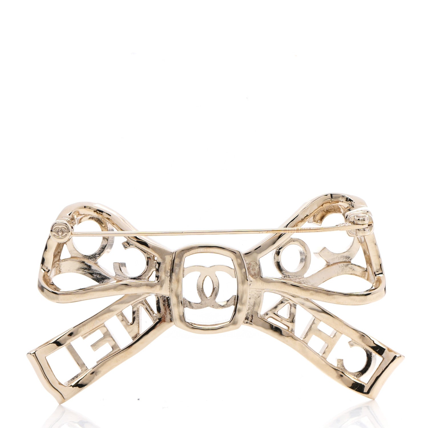 Chanel Metal Crystal Bow-tiful CC Brooch Gold 3 of 6