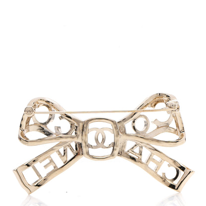 Chanel Metal Crystal Bow-tiful CC Brooch Gold 3 of 6