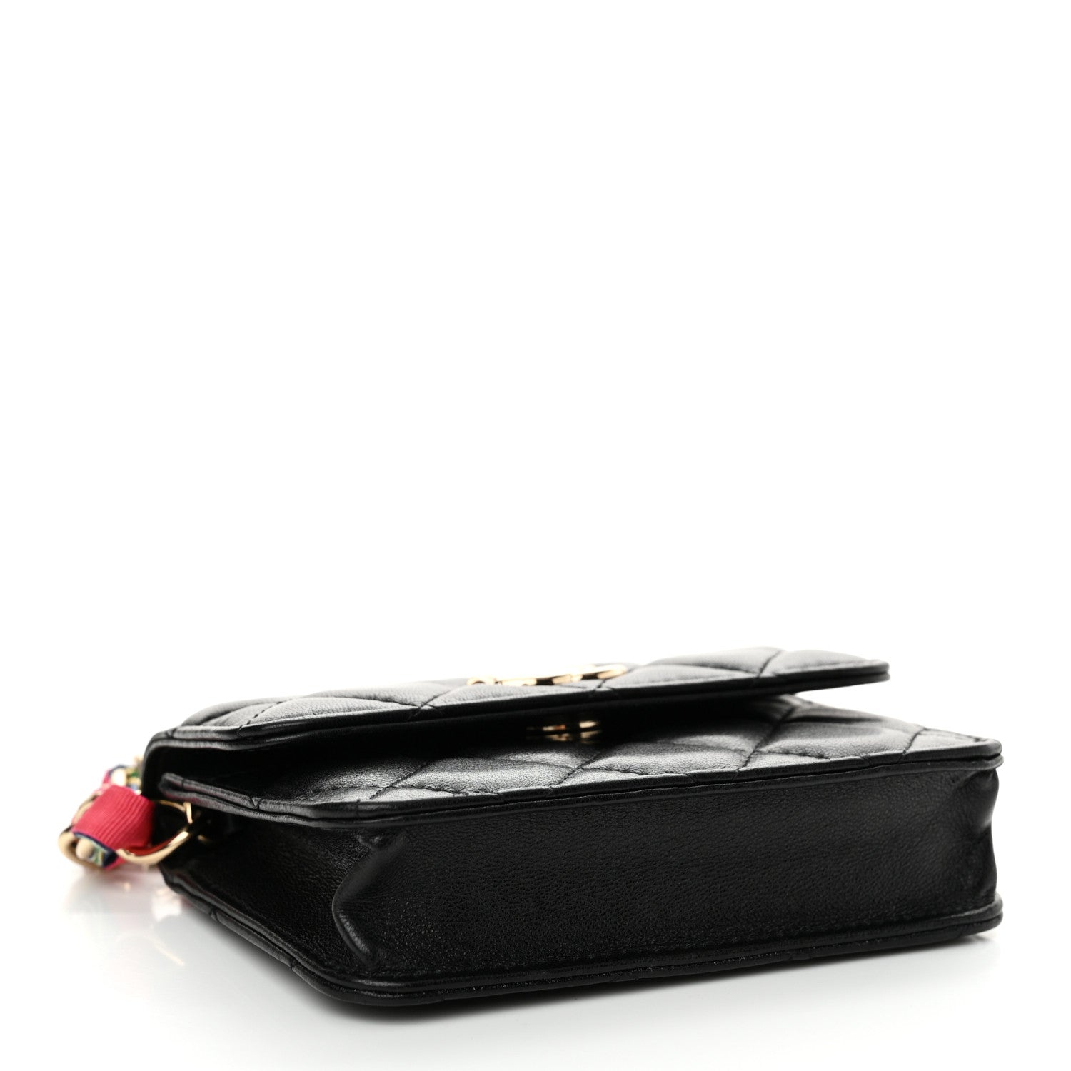 Chanel Shiny Lambskin Ribbon Quilted Flap Belt Bag Black 4 of 11