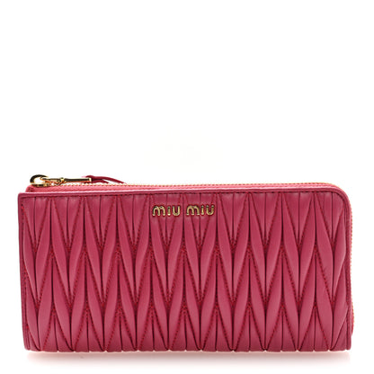 Miu Miu Matelasse Large Zip Around Wallet Peonia 1 of 7