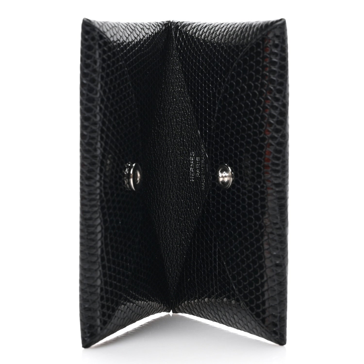 Hermes Lizard Calvi Card Case Black 5 of 6