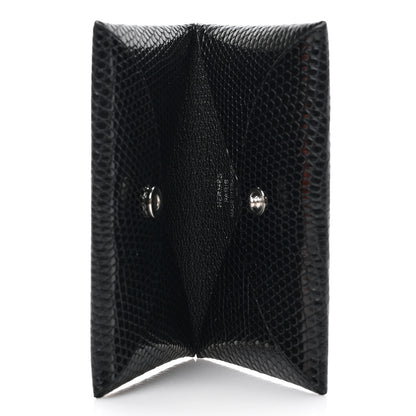 Hermes Lizard Calvi Card Case Black 5 of 6