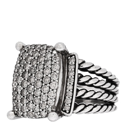 David Yurman Sterling Silver Diamond 16mm Wheaton Ring 54 7 3 of 6