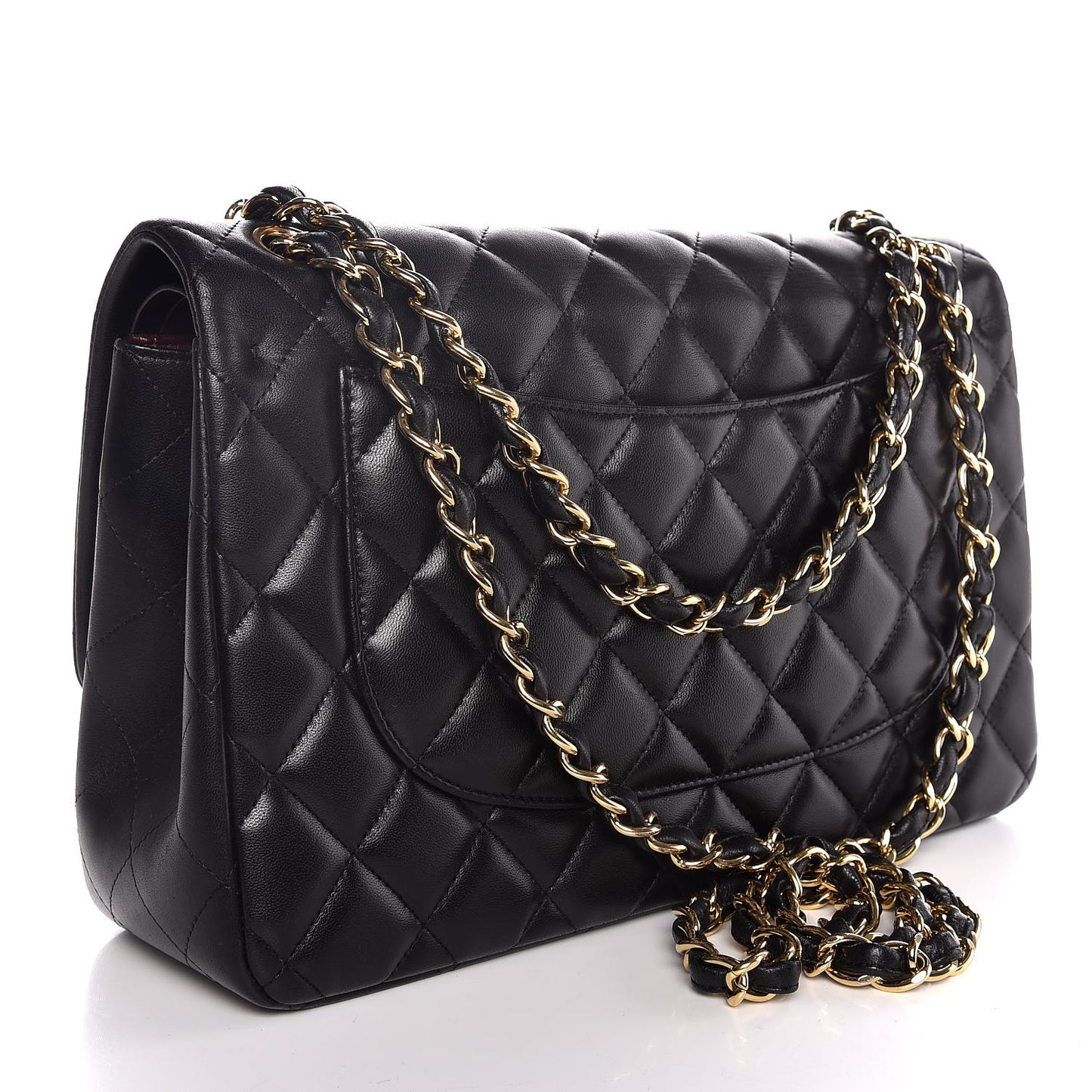 Lambskin Quilted Jumbo Double Flap Black